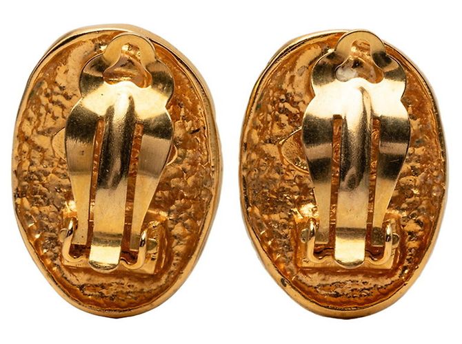 Orecchini ovali vintage Chanel Coco Mark D'oro - vista 2