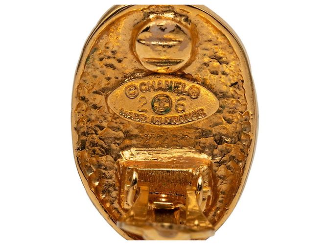 Orecchini ovali vintage Chanel Coco Mark D'oro - vista 3
