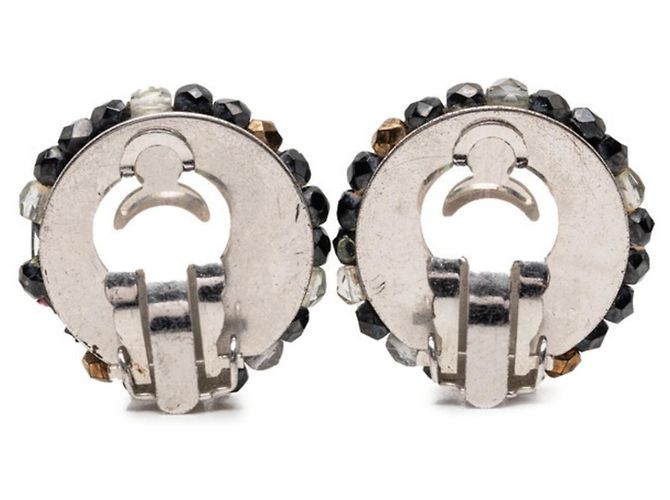 Orecchini a clip Chanel Vintage Nero Argento - vista 2
