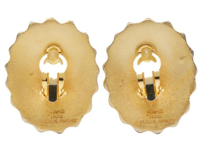 Hermès Boucles d'oreilles clip dorées Hermes - vue 2