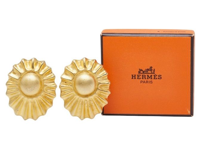 Hermès Boucles d'oreilles clip dorées Hermes - vue 4