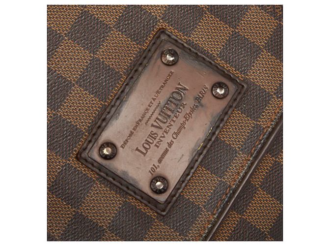 Borsa a tracolla Louis Vuitton Damier Brooklyn PM Marrone - vista 14