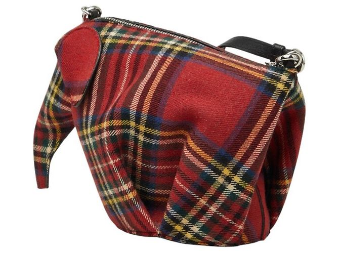Borsa a tracolla Loewe Tartan Check Elephant Rosso Multicolore - vista 2