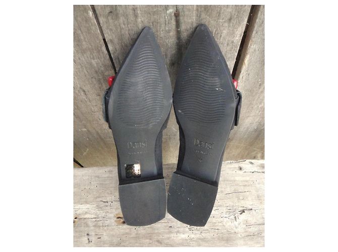 Autre Marque Mocassini in Camoscio Dansi con Fibbia Rossa, 36 Nero - vista 3
