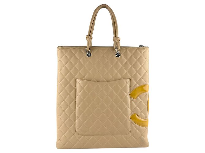 Borsa in pelle Chanel Cambon Line Beige - vista 3
