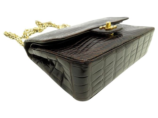 Timeless VINTAGE CHANEL CLASSIC TIMLESS MEDIUM KROKODILLEDER HANDTASCHE Braun - Ansicht 3