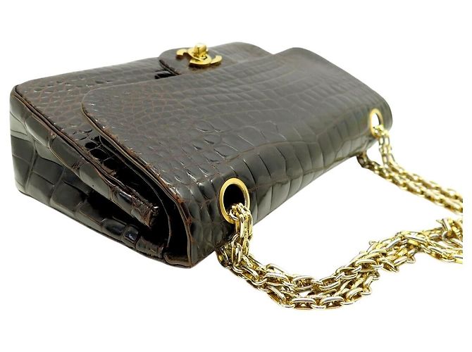 Timeless VINTAGE CHANEL CLASSIC TIMLESS MEDIUM KROKODILLEDER HANDTASCHE Braun - Ansicht 4