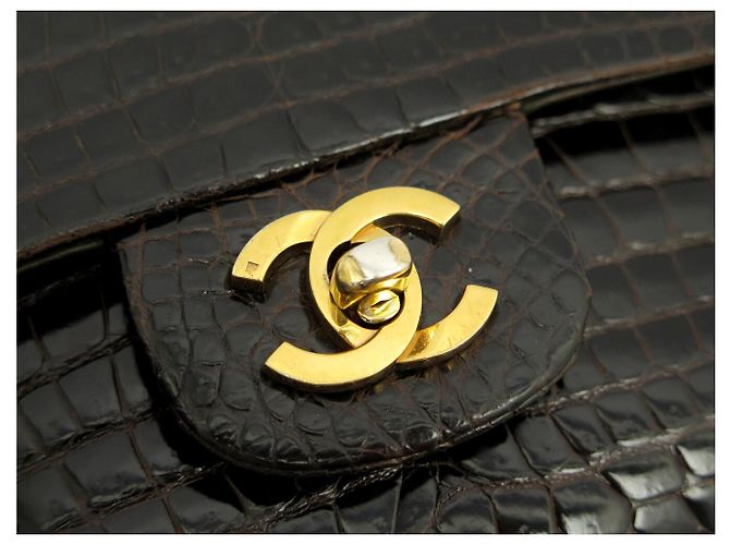 Timeless VINTAGE CHANEL CLASSIC TIMLESS MEDIUM KROKODILLEDER HANDTASCHE Braun - Ansicht 5