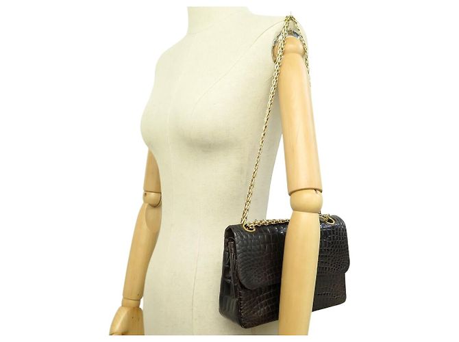 Timeless VINTAGE CHANEL CLASSIC TIMLESS MEDIUM KROKODILLEDER HANDTASCHE Braun - Ansicht 7