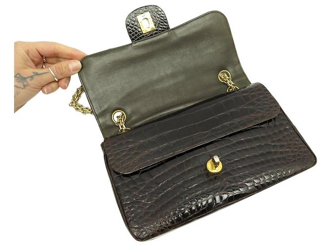 Timeless VINTAGE CHANEL CLASSIC TIMLESS MEDIUM KROKODILLEDER HANDTASCHE Braun - Ansicht 8