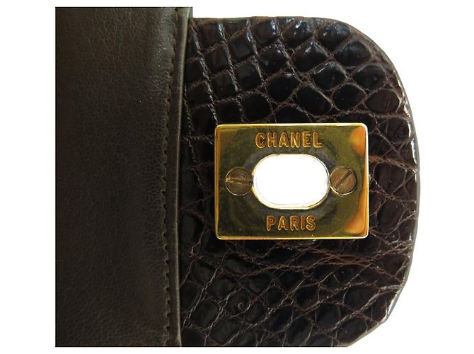 Timeless VINTAGE CHANEL CLASSIC TIMLESS MEDIUM KROKODILLEDER HANDTASCHE Braun - Ansicht 9
