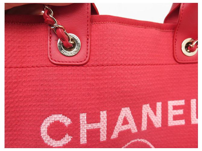 BORSA A TASCA CHANEL DEAUVILLE SHOPPING PM IN TELA ROSA - vista 19