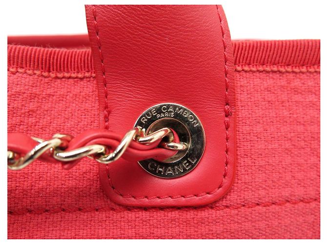 BORSA A TASCA CHANEL DEAUVILLE SHOPPING PM IN TELA ROSA - vista 5