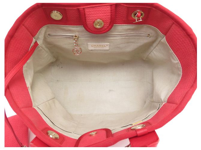 BORSA A TASCA CHANEL DEAUVILLE SHOPPING PM IN TELA ROSA - vista 6