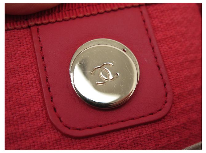 BORSA A TASCA CHANEL DEAUVILLE SHOPPING PM IN TELA ROSA - vista 9