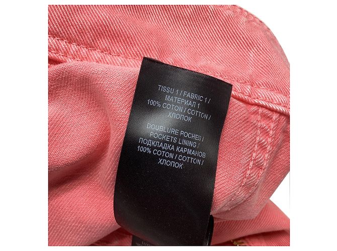 Chaqueta vaquera corta con cinturón Balmain en algodón rosa - vista 7