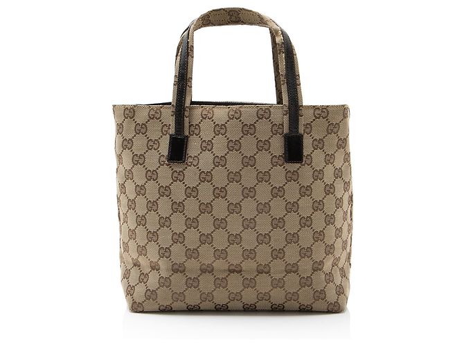 Tote Gucci Vintage GG Canvas Double Pocket Castaño Beige - vista 3