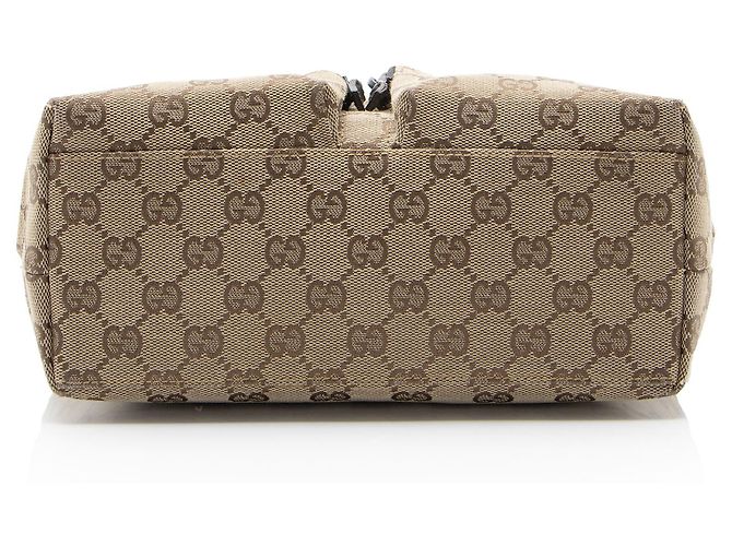 Tote Gucci Vintage GG Canvas Double Pocket Castaño Beige - vista 4