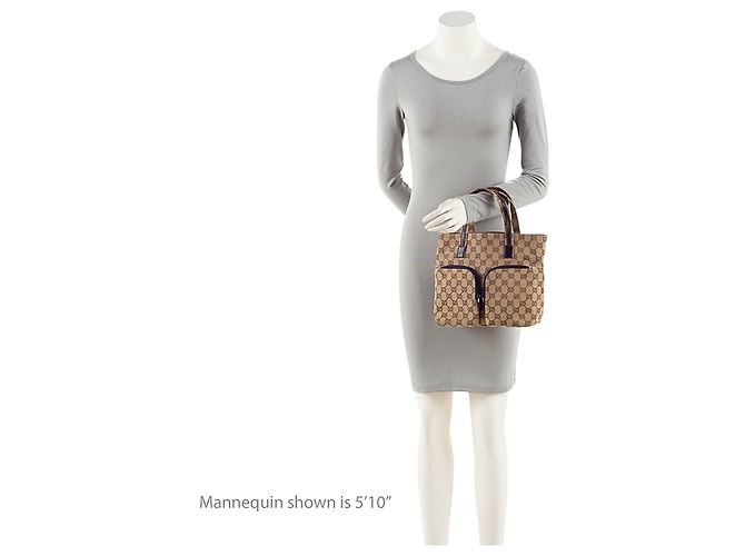 Tote Gucci Vintage GG Canvas Double Pocket Castaño Beige - vista 5