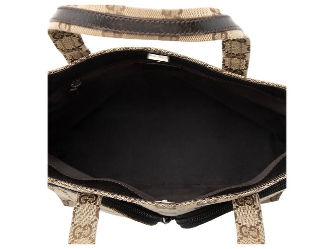 Tote Gucci Vintage GG Canvas Double Pocket Castaño Beige - vista 7