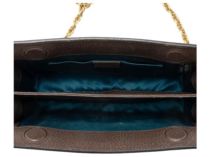 Borsa a Spalla Gucci GG Supreme Ophidia Medium Chain Marrone Beige - vista 7