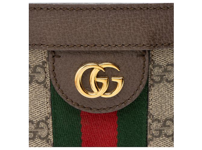 Borsa a Spalla Gucci GG Supreme Ophidia Medium Chain Marrone Beige - vista 9