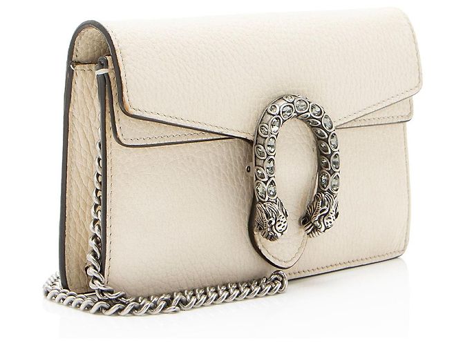 Mini borsa a tracolla Dionysus in pelle e cristalli Gucci Bianco - vista 2