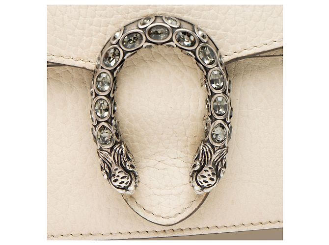 Mini borsa a tracolla Dionysus in pelle e cristalli Gucci Bianco - vista 8