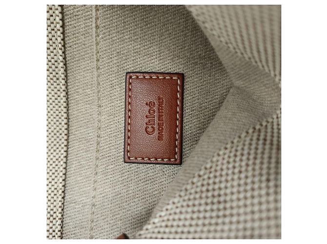 Sacola Tote Small Woody Chloé em lona de algodão bege - vista 6