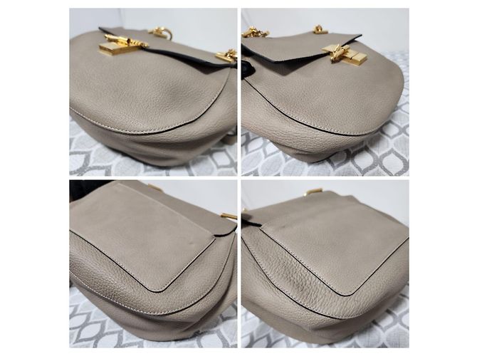 Chloé Borsa Small Drew Pelle Martellata Grigia Grigio - vista 12