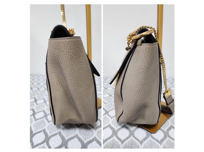 Chloé Borsa Small Drew Pelle Martellata Grigia Grigio - vista 7