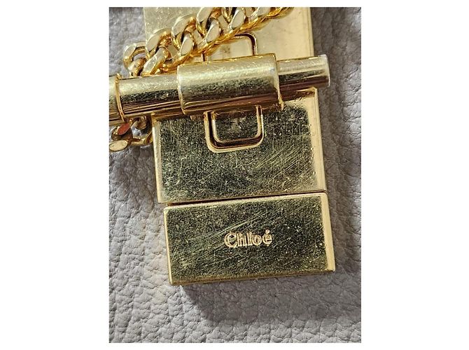 Chloé Borsa Small Drew Pelle Martellata Grigia Grigio - vista 8