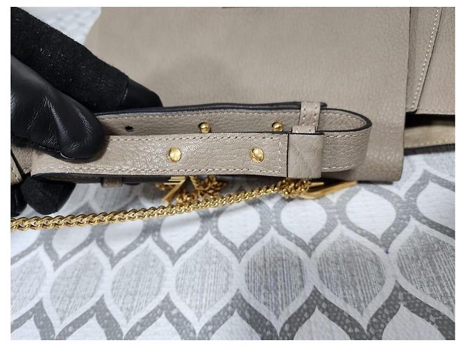 Chloé Borsa Small Drew Pelle Martellata Grigia Grigio - vista 9