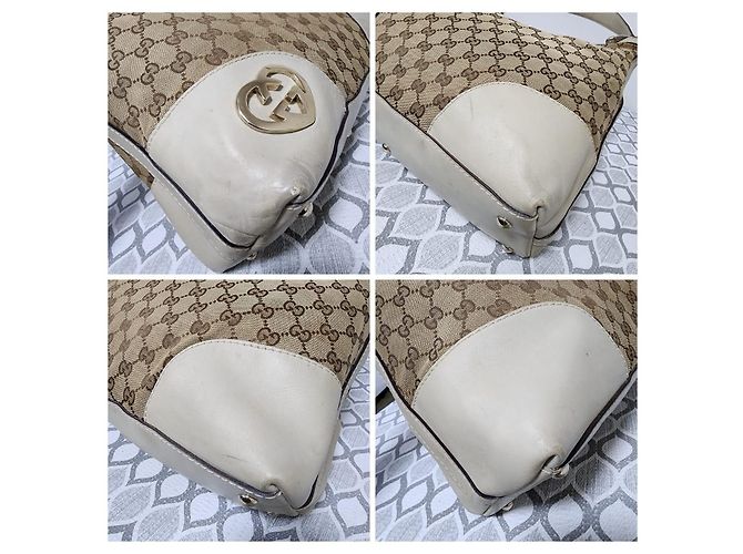 Borsa Hobo Gucci Lovely Heart Monogram Media - Off White/Marrone Crudo - vista 10