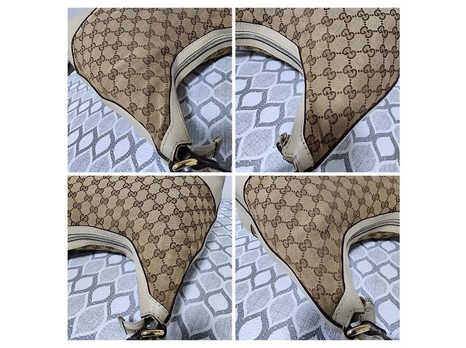 Borsa Hobo Gucci Lovely Heart Monogram Media - Off White/Marrone Crudo - vista 11