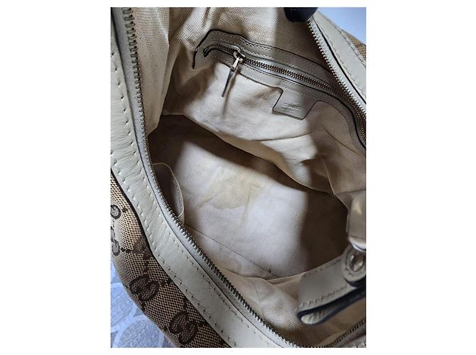 Borsa Hobo Gucci Lovely Heart Monogram Media - Off White/Marrone Crudo - vista 12