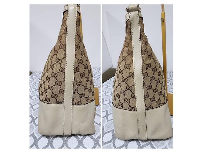 Borsa Hobo Gucci Lovely Heart Monogram Media - Off White/Marrone Crudo - vista 7
