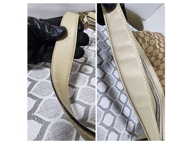 Borsa Hobo Gucci Lovely Heart Monogram Media - Off White/Marrone Crudo - vista 8