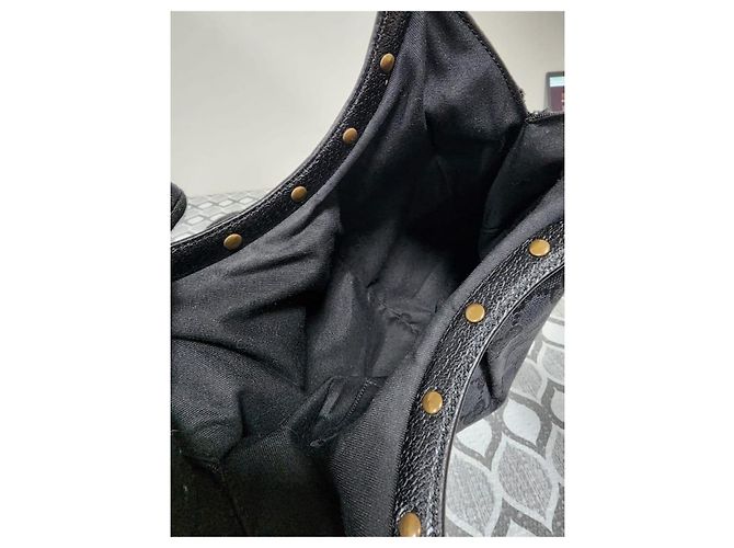 Gucci Borsa Hobo Bamboo Canvas Nera Nero - vista 7