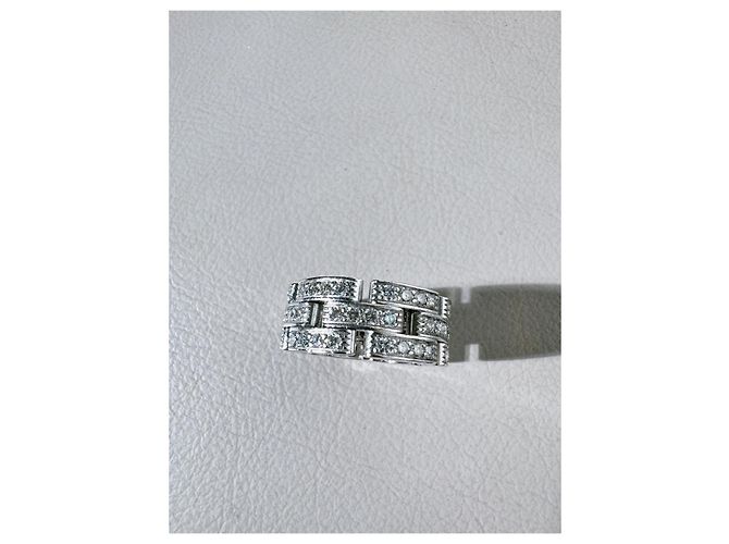 Anello Cartier Maillon Panthère in Oro Bianco e Diamanti Argento - vista 3
