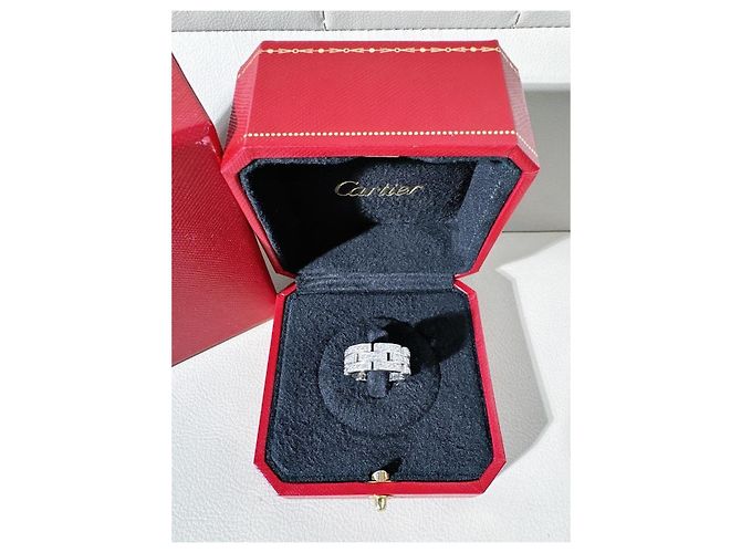 Anello Cartier Maillon Panthère in Oro Bianco e Diamanti Argento - vista 5