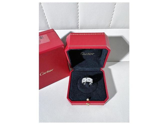 Anello Cartier Maillon Panthère in Oro Bianco e Diamanti Argento - vista 6