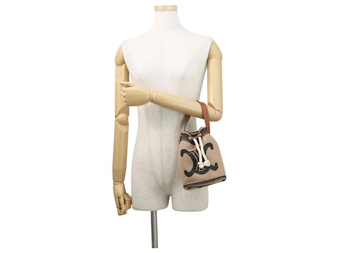 Céline Borsa Celine Teen Drawstring Triomphe Nero Beige - vista 4