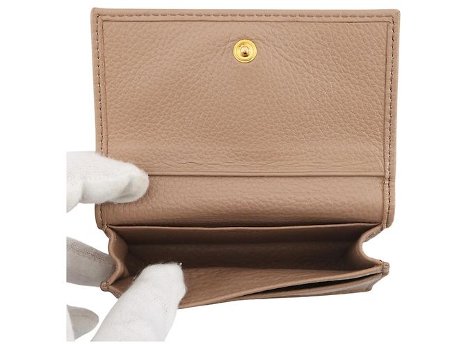 Tarjetero de cuero beige Prada - vista 5
