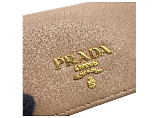 Tarjetero de cuero beige Prada - vista 6
