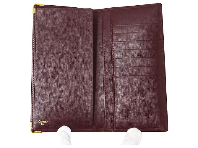 Cartier Men's Bi-Fold Leather Wallet Red Dark red - view 4