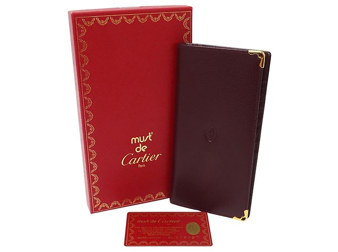 Cartier Men's Bi-Fold Leather Wallet Red Dark red - view 6
