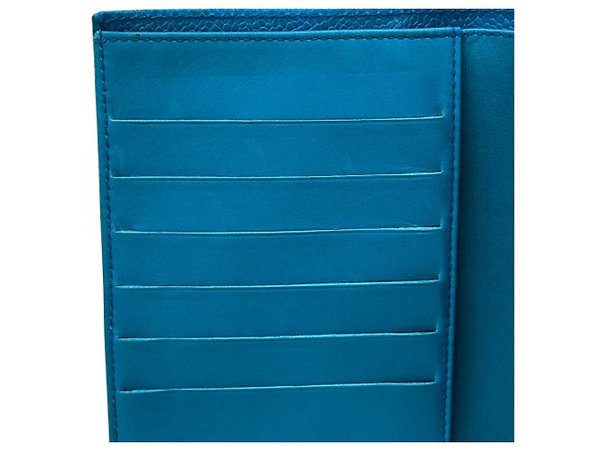 Cartera larga de cuero caviar para mujer Chanel azul - vista 10