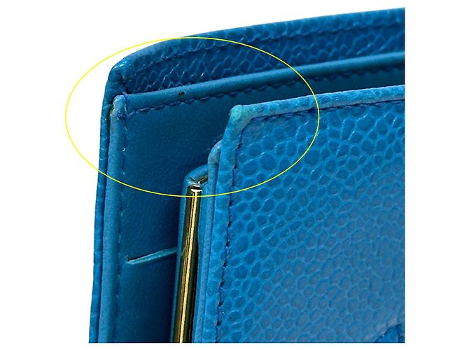 Cartera larga de cuero caviar para mujer Chanel azul - vista 13