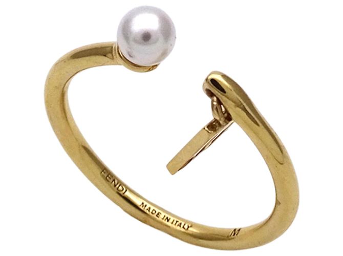 Fendi Ring aus Goldmetall mit Kunstperle Golden - Ansicht 3